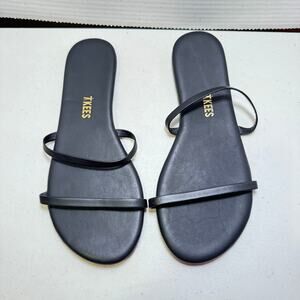 TKEES Women's Gemma Double Strap Sandals in Sable (Black) Slide-On sz 7